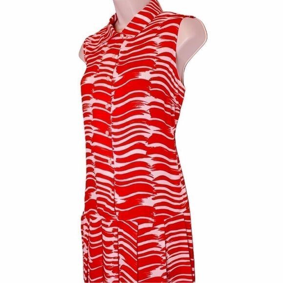 CAbi Red & White Brushstroke Print Dress Sz. Small - Picture 3 of 11